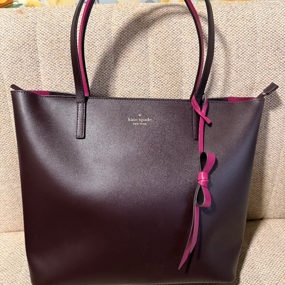Kate Spade Lawton Way Rose Tote "Deep Plum" - Picture 1 of 5